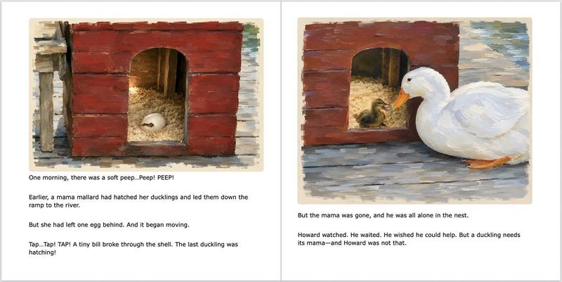 Spread from Birds of a Feather: Howard arrives at Mallards' Rest on the Tred Avon River