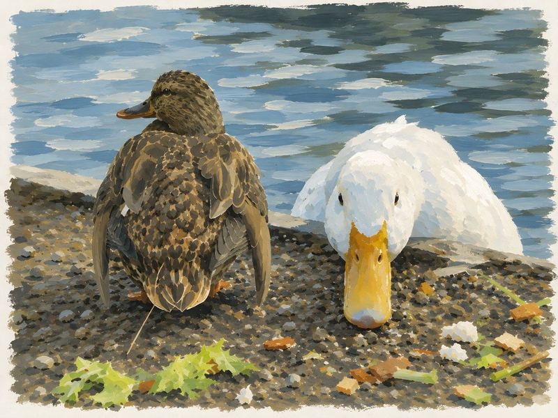 Howard and Charlie side by side at the water's edge